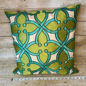 Green and Blue Decorative Tapestry Pillow